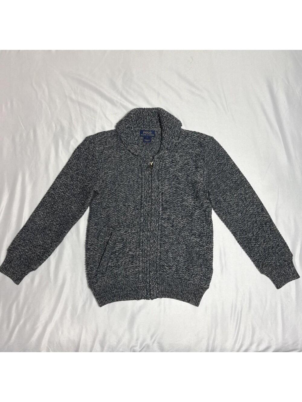 Kids Ralph Lauren Polo Thick Marled Cardigan Zip Up Sweater Size 7 Chunky Knit